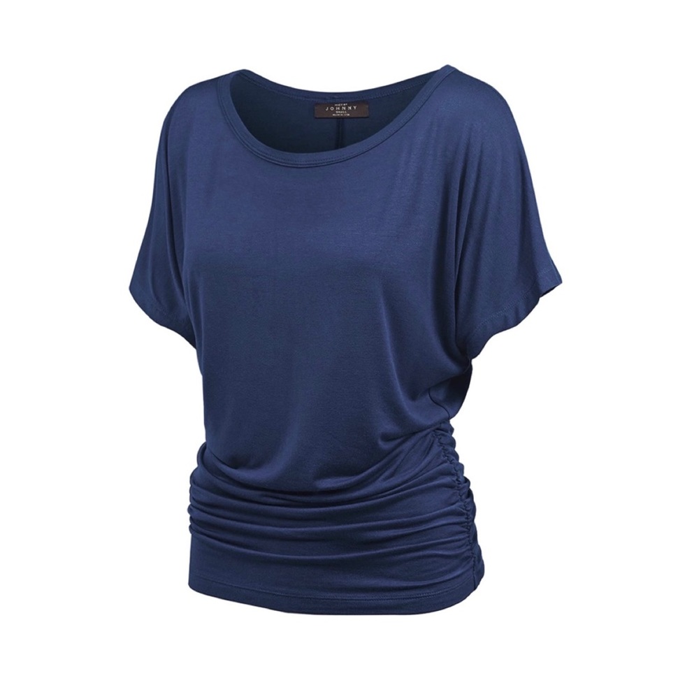Solid Short Sleeve Boat Neck Top